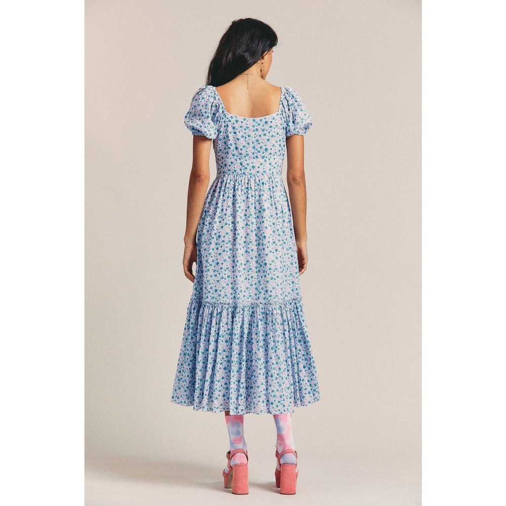 LoveShackFancy Angie Dress Midi Floral Crushed Blueberries, size 6, NWT - Picture 2 of 12